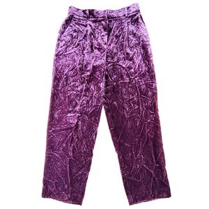 LOFT  Crushed Velvet Pleated Pants Burgundy burnt out  Size 8 Holiday Luxe